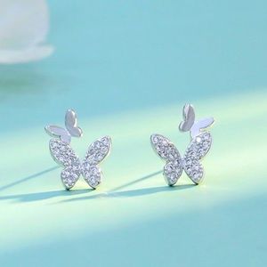 NEW 925 Sterling Silver Butterfly Dainty Earrings